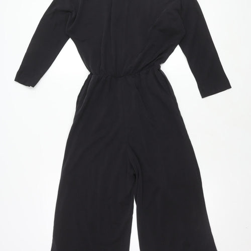 Monki Women's Black Long Sleeve Jumpsuit 2XS Wide-Leg