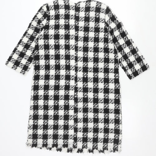 Zara Women's Black & White Check Long Sleeve Dress, Size L