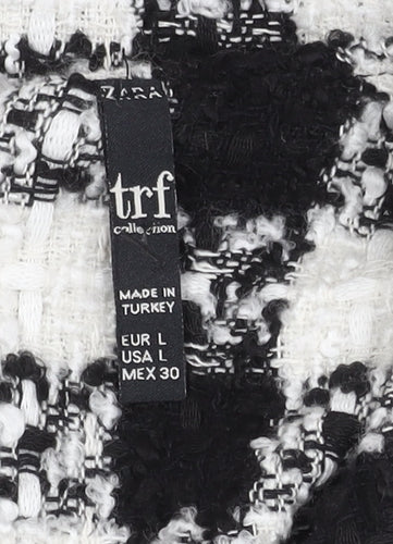 Zara Women's Black & White Check Long Sleeve Dress, Size L