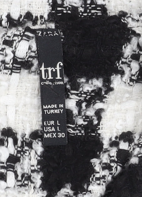 Zara Women's Black & White Check Long Sleeve Dress, Size L