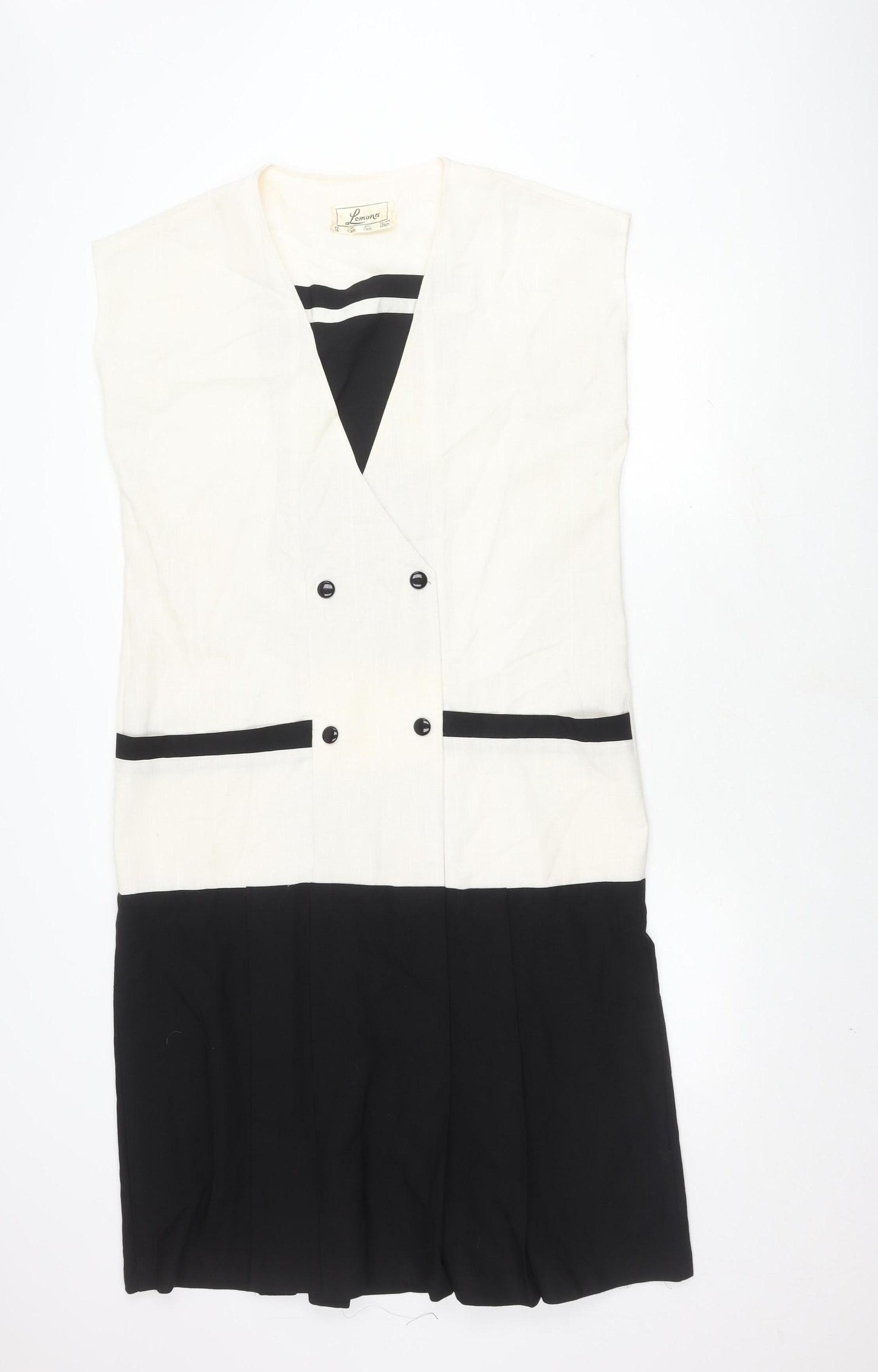 Lemona Women's Ivory Black Colourblock Dress Size 16
