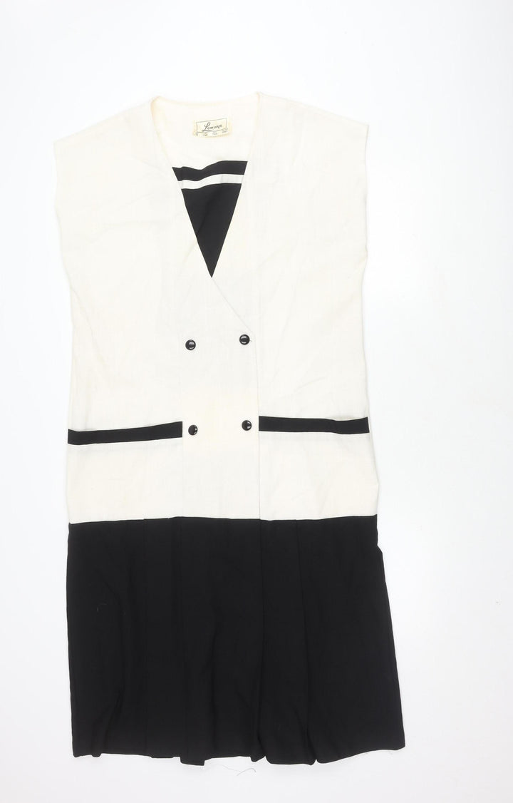 Lemona Women's Ivory Black Colourblock Dress Size 16
