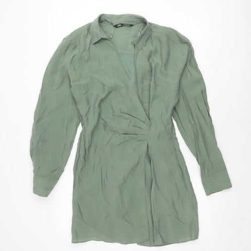 Zara Women's Green Shirt Dress, Size L, Polyester