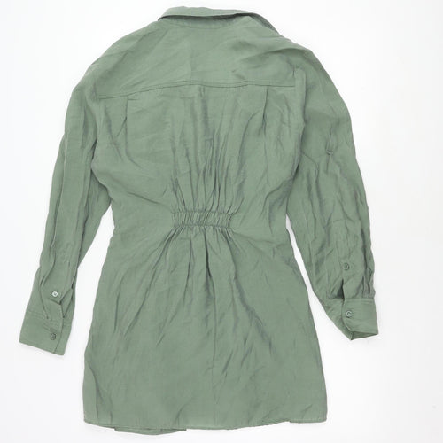 Zara Women's Green Shirt Dress, Size L, Polyester