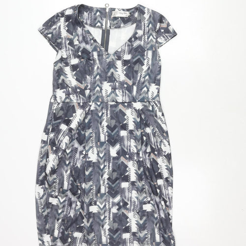Voulez Vous Grey Geometric Bodycon Dress 14