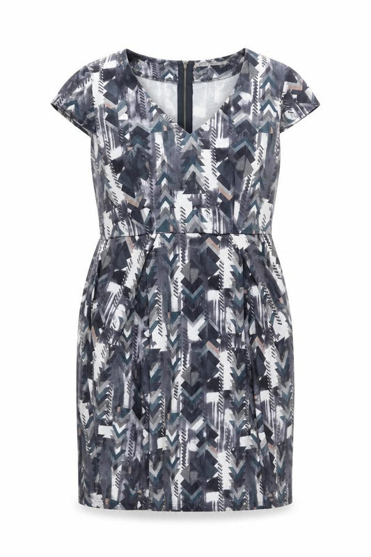 Front view of Voulez Vous Grey Geometric Bodycon Dress 14