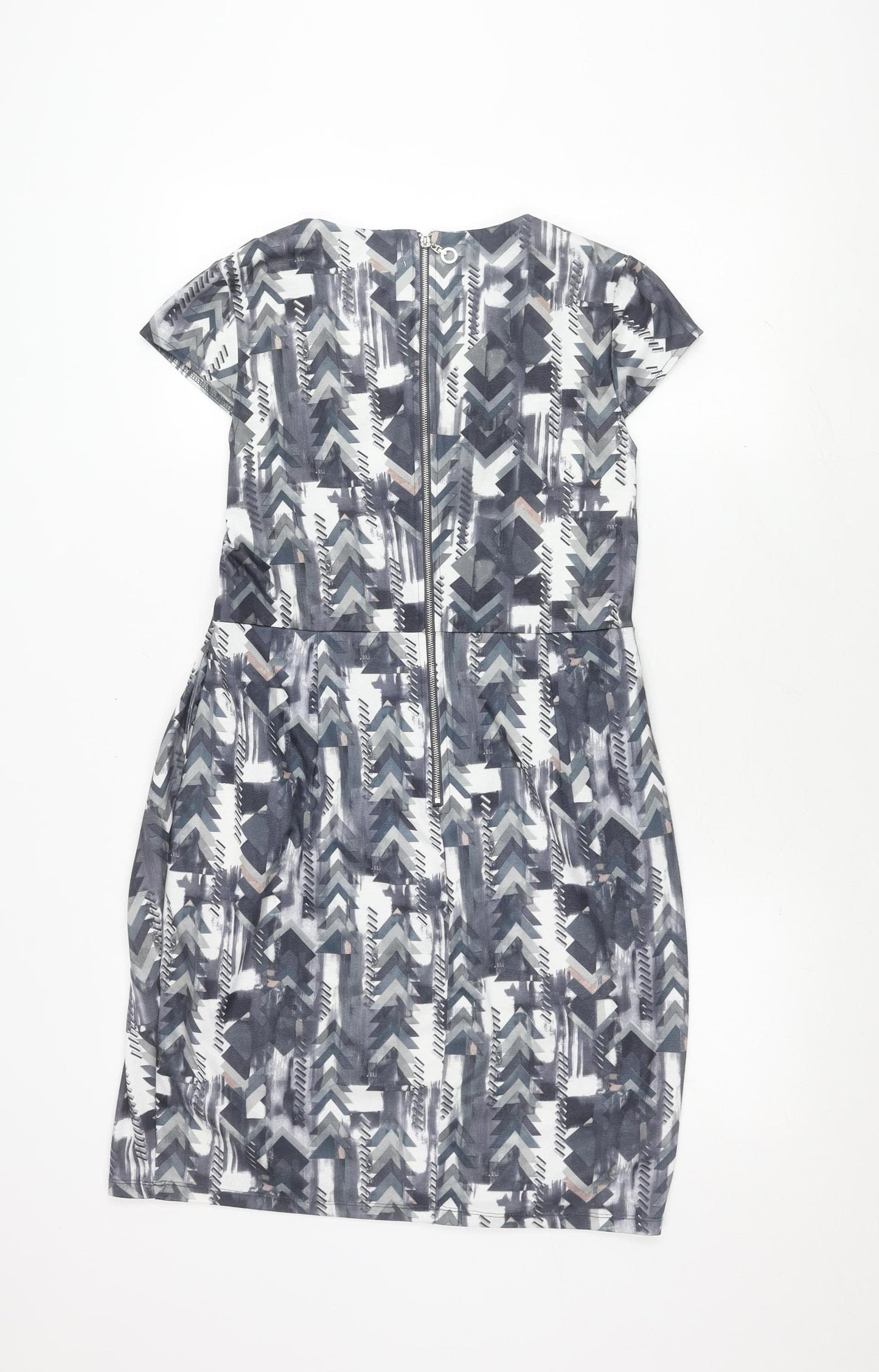 Voulez Vous Grey Geometric Bodycon Dress 14