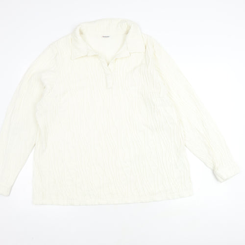 Damart Women's White Knit Long Sleeve Polo Shirt Size 24