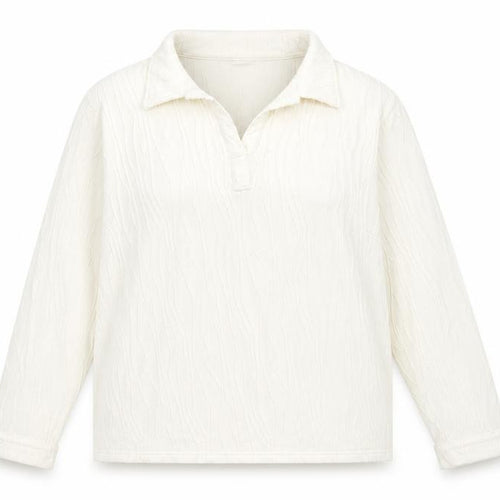 Damart Women's White Knit Long Sleeve Polo Shirt Size 24