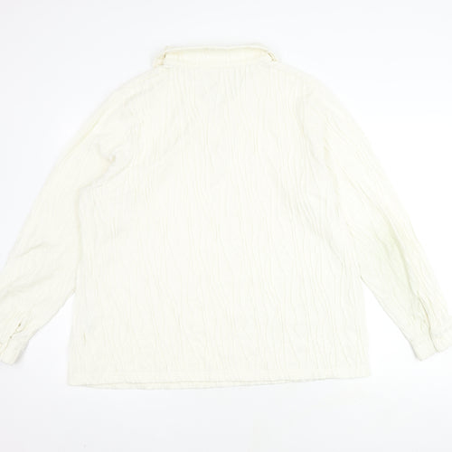 Damart Women's White Knit Long Sleeve Polo Shirt Size 24