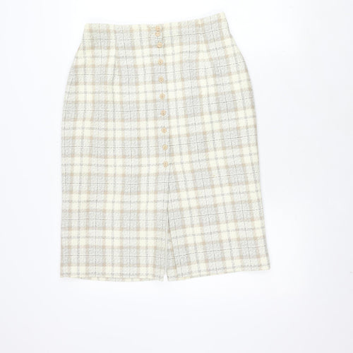 Marks and Spencer Women's Ivory Check Skirt Size 12