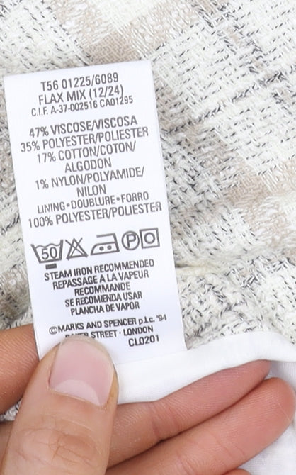 Marks and Spencer Women's Ivory Check Skirt Size 12