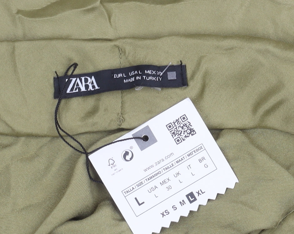 Zara Women's Green Skirt, Size L, Viscose, New