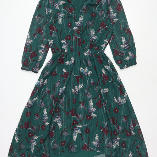 Hush Women's Green Floral Dress Size 8 Long Sleeve Lined