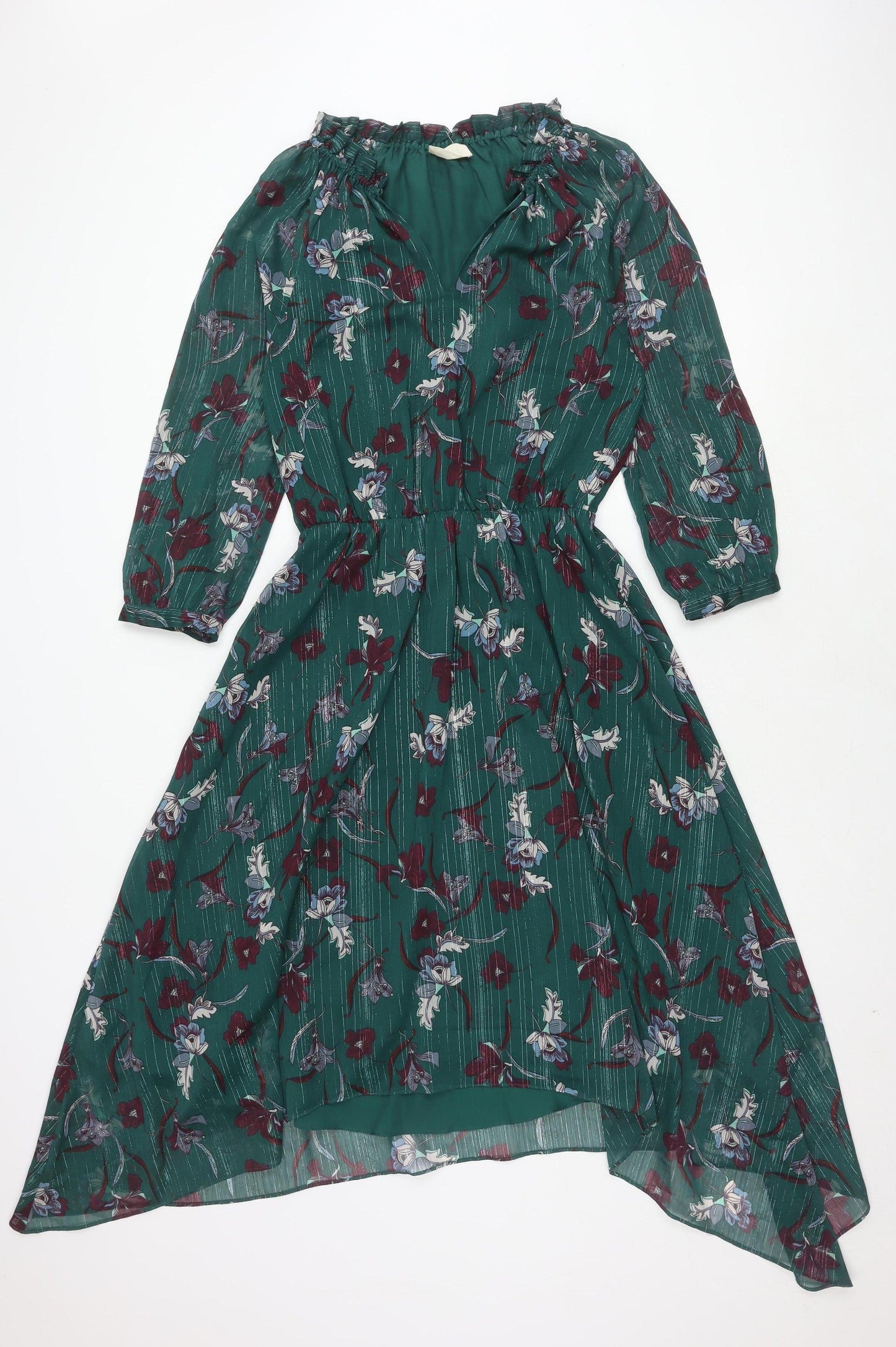 Hush Women's Green Floral Dress Size 8 Long Sleeve Lined