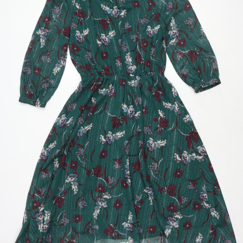 Hush Women's Green Floral Dress Size 8 Long Sleeve Lined