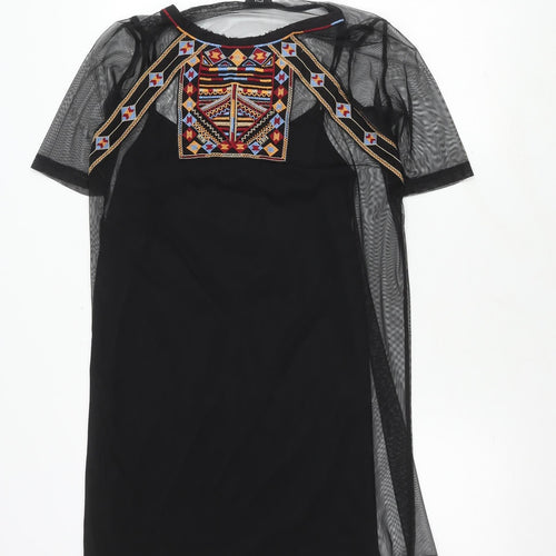 River Island Women's Black Embroidered Dress Size 10