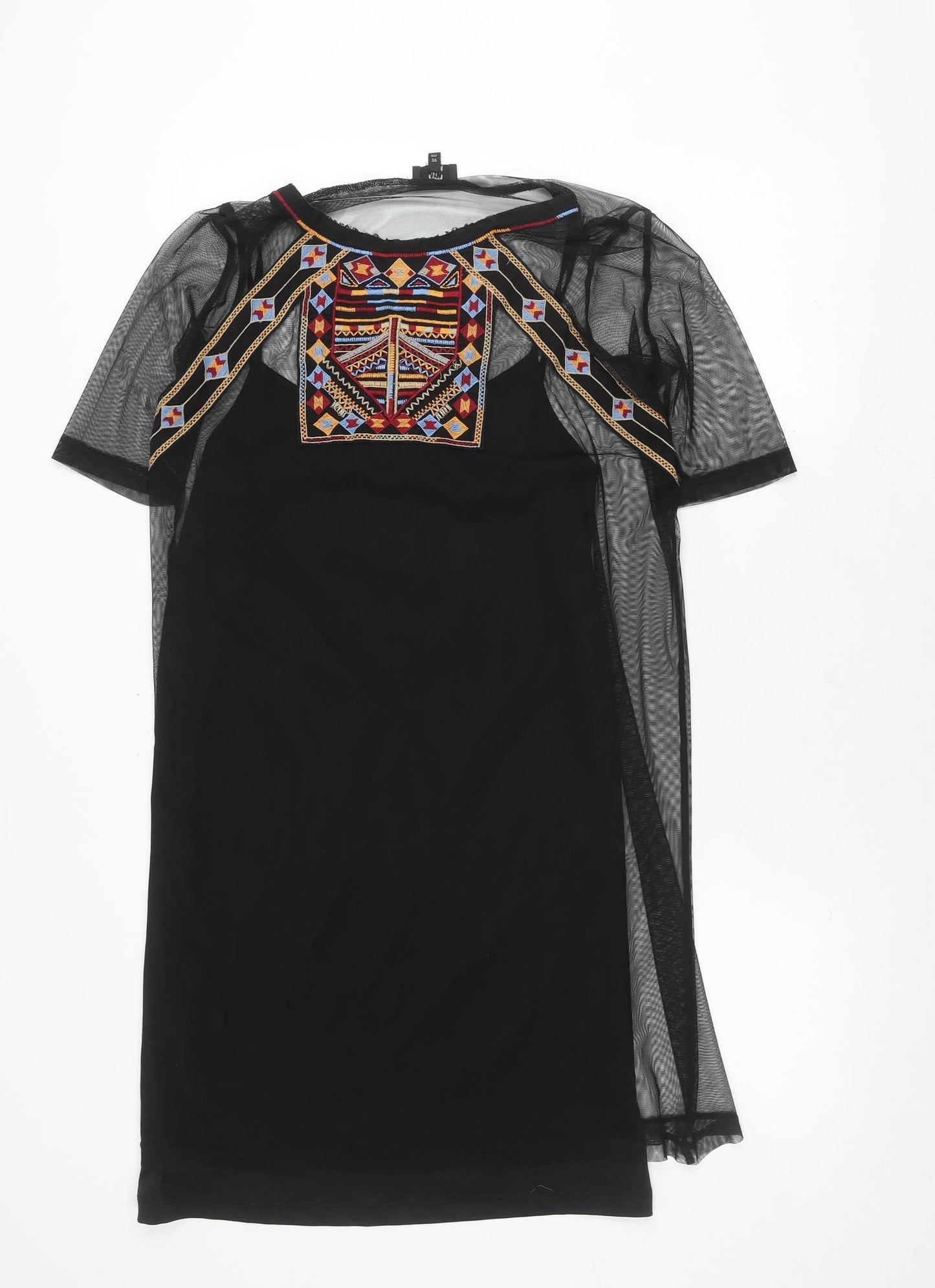 River Island Women's Black Embroidered Dress Size 10