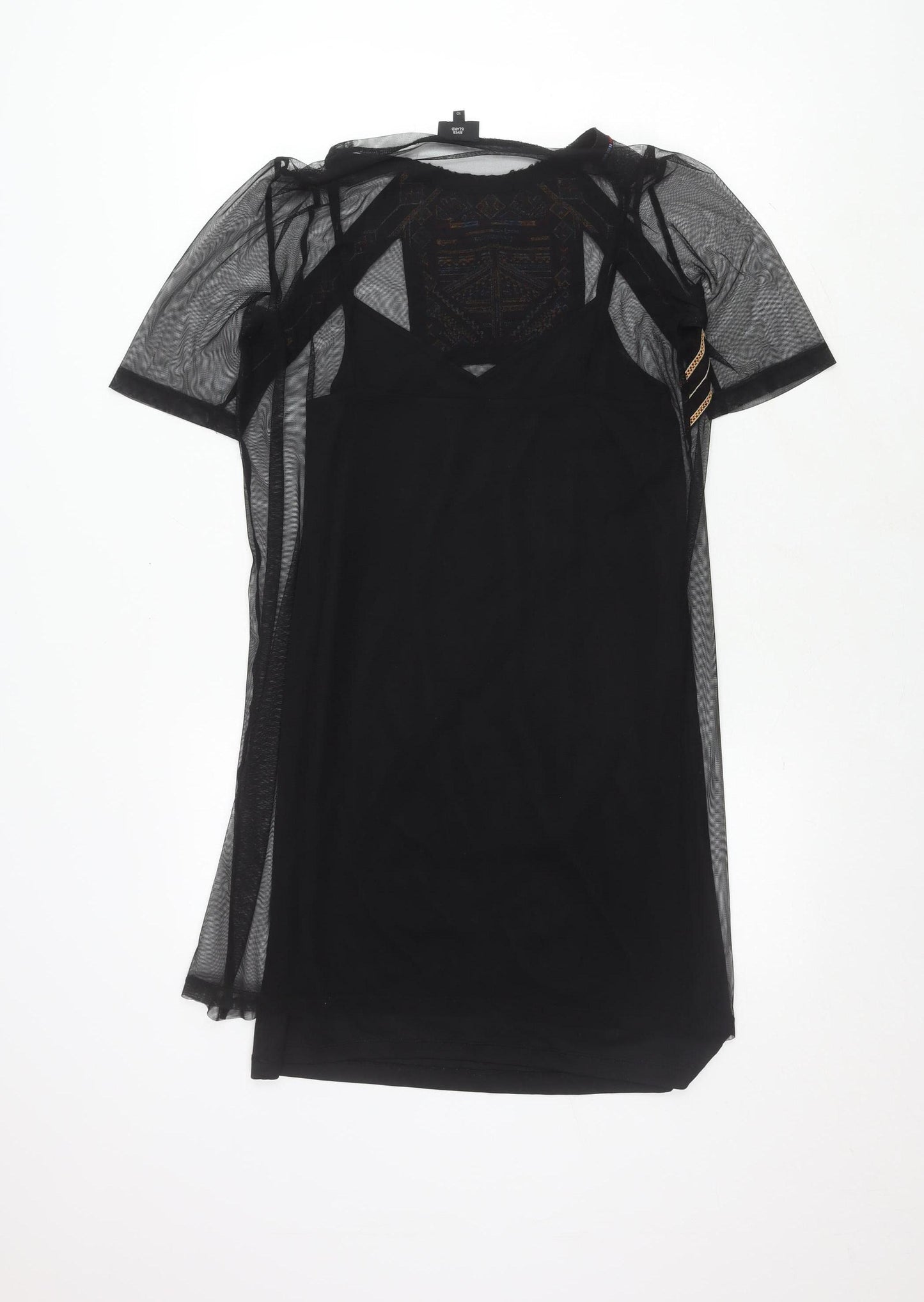 River Island Women's Black Embroidered Dress Size 10