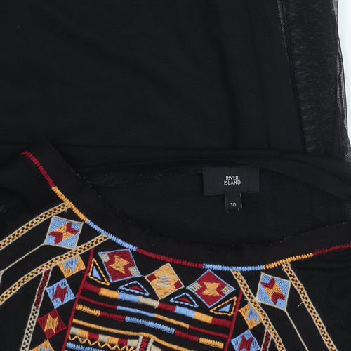 River Island Women's Black Embroidered Dress Size 10
