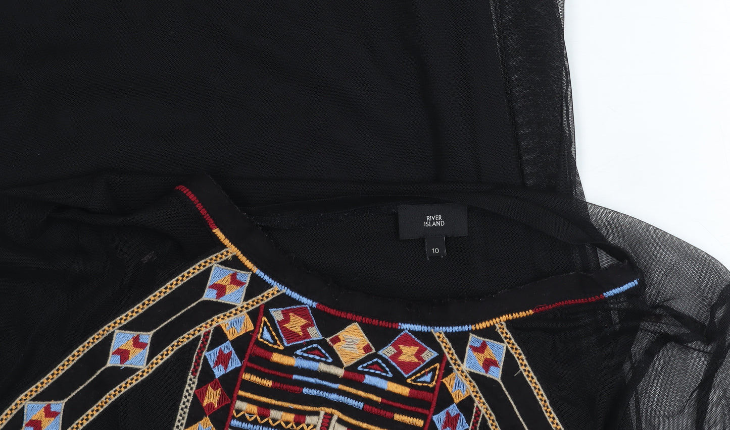 River Island Women's Black Embroidered Dress Size 10