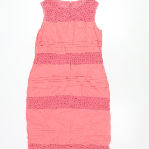 Monsoon Women's Pink Sleeveless Linen Dress Size 10