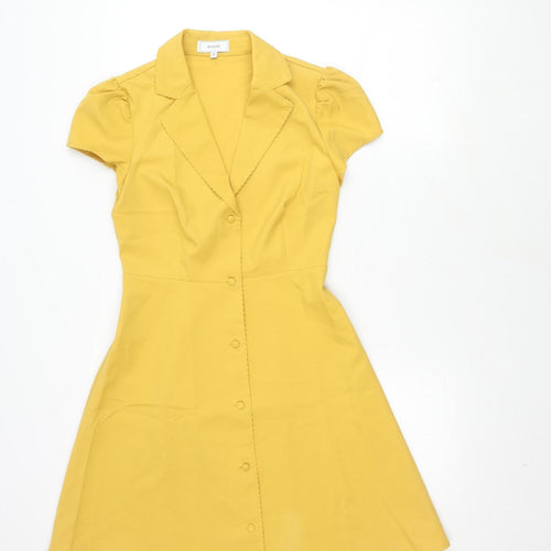 RIHOAS Women Yellow Collared Button Dress S