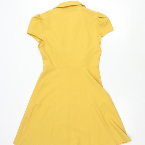 RIHOAS Women Yellow Collared Button Dress S