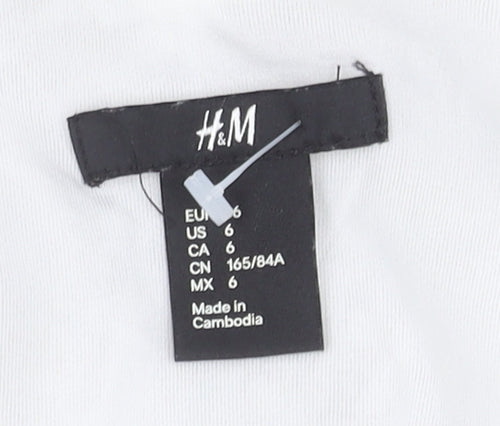 H&M Women's White Geometric V-Neck Dress Size 8