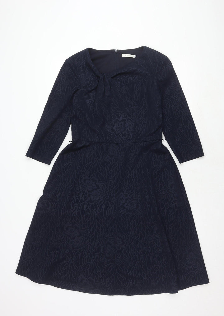 Kaliko Black Long Sleeve Dress, Size 10, Floral, Elegant