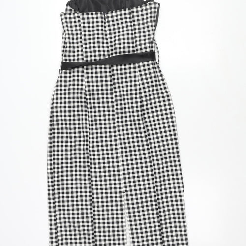 Next Women's Black White Check Strapless Dress Size 12