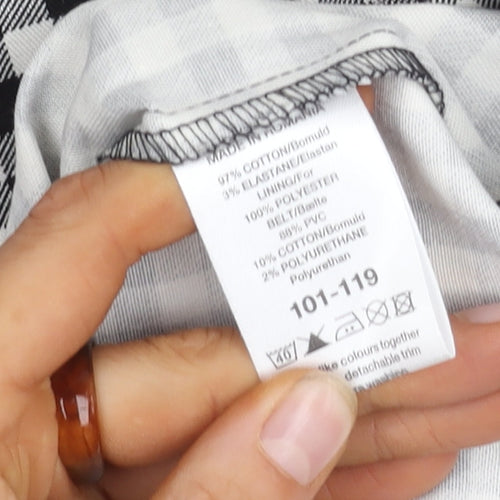 Next Women's Black White Check Strapless Dress Size 12