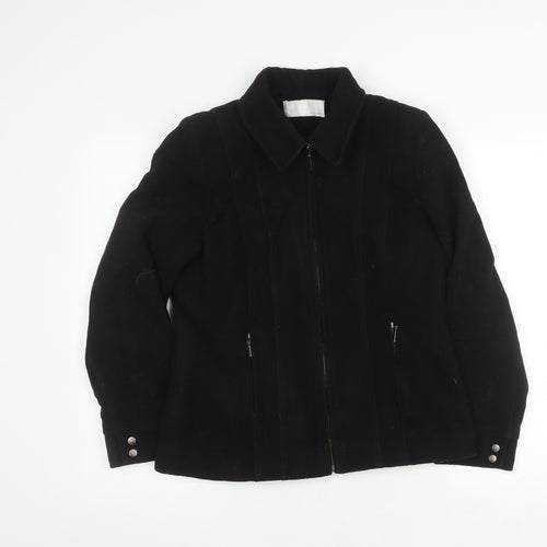 Amaranto Women's Black Wool Zip Jacket Size 10