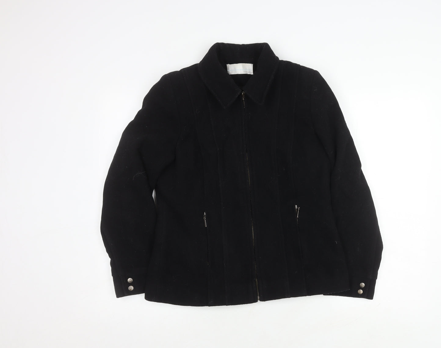 Amaranto Women's Black Wool Zip Jacket Size 10