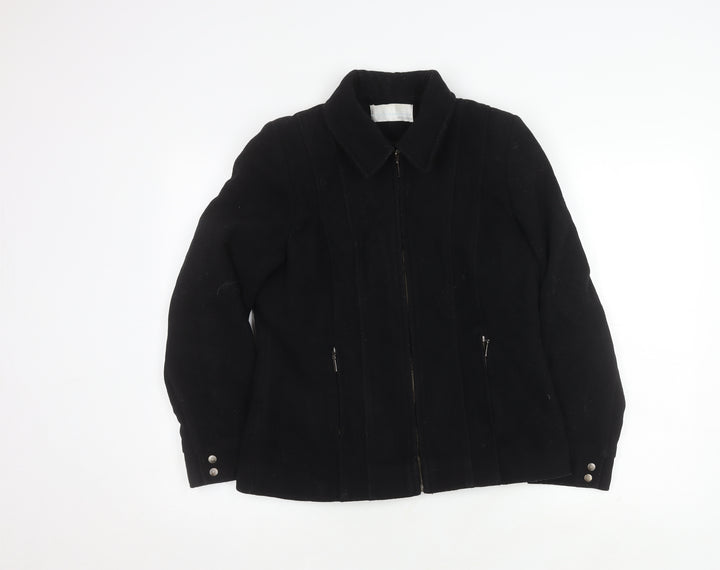 Amaranto Women's Black Wool Zip Jacket Size 10