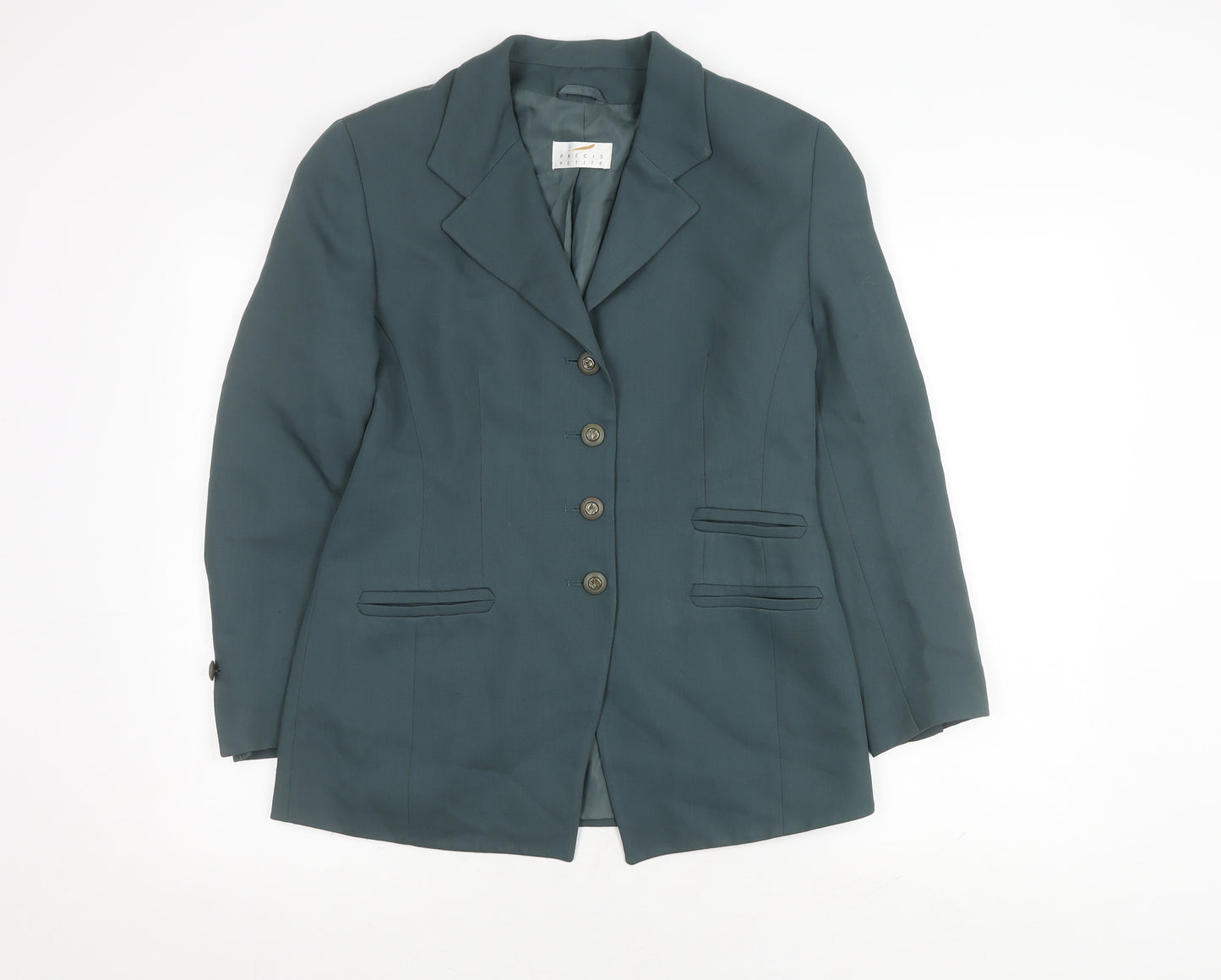 Precis Petite Women's Green Blazer Size 12 Lined Elegant