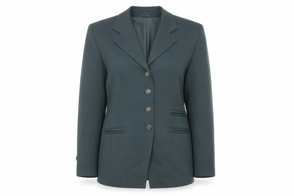 Front view of Precis Petite Women's Green Blazer, size 12, Lined Elegant