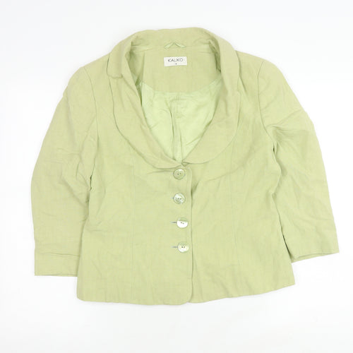 Kaliko Women's Green Blazer, Size 12, Shawl Collar