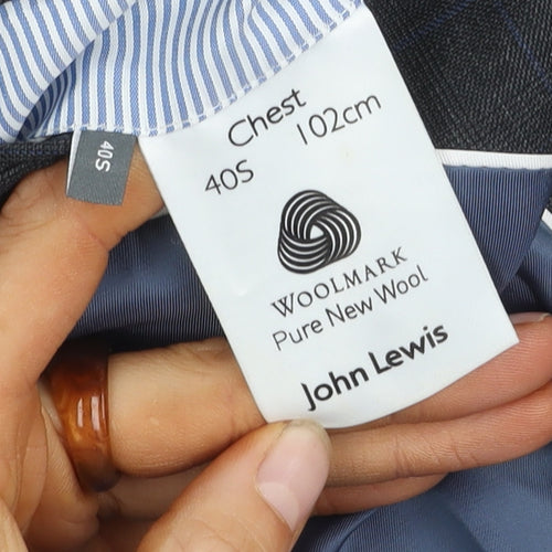John Lewis Men's Grey Check Blazer, 40S, Elegant Style