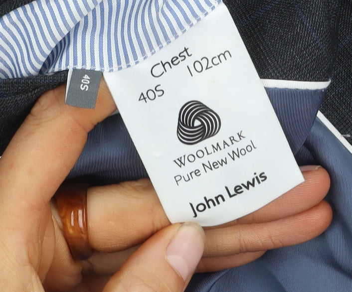 John Lewis Men's Grey Check Blazer, 40S, Elegant Style