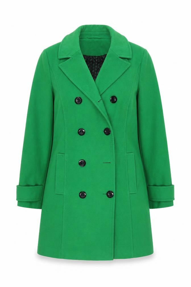 Front view of Marks & Spencer Women’s Green Pea Coat, size UK 14