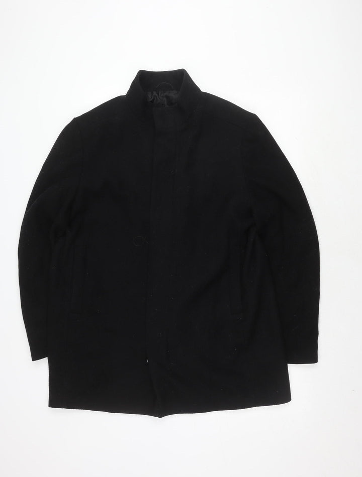 Debenhams Men's Black Wool Blend Coat Size 44