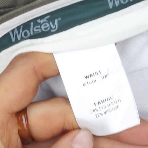 Wolsey Green Men's Chino Shorts, 30 in, Belted, Pleated
