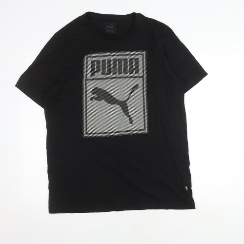 Puma Men's Black Graphic Sports T-Shirt, Size L