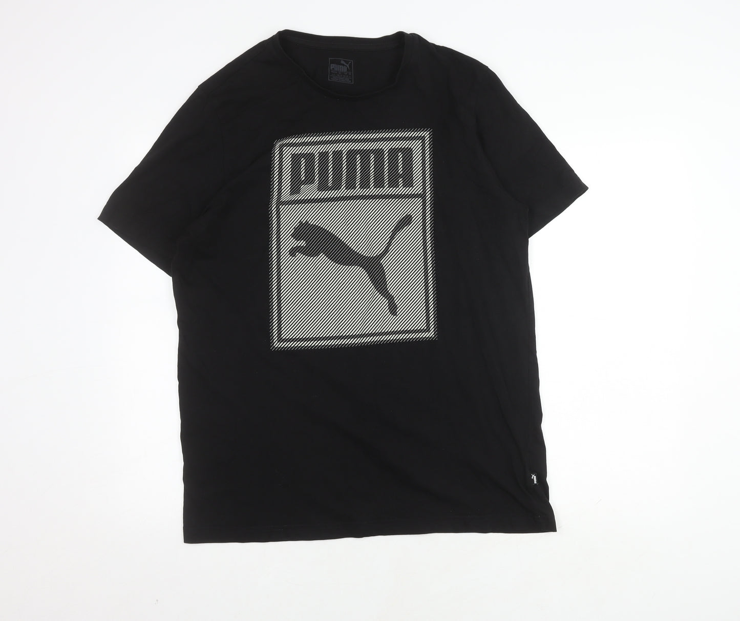 Puma Men's Black Graphic Sports T-Shirt, Size L