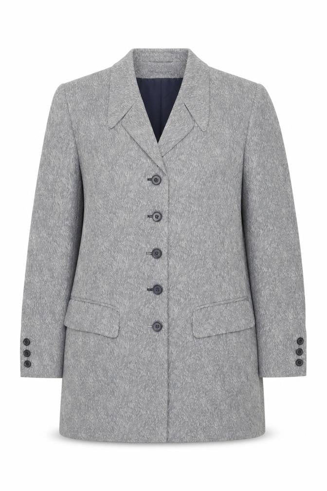 Front view of Eugen Klein Women's Grey Herringbone Blazer, size 8