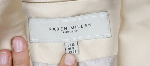 Karen Millen Women Beige Trench Coat Size 10 Classic