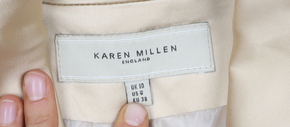 Karen Millen Women Beige Trench Coat Size 10 Classic