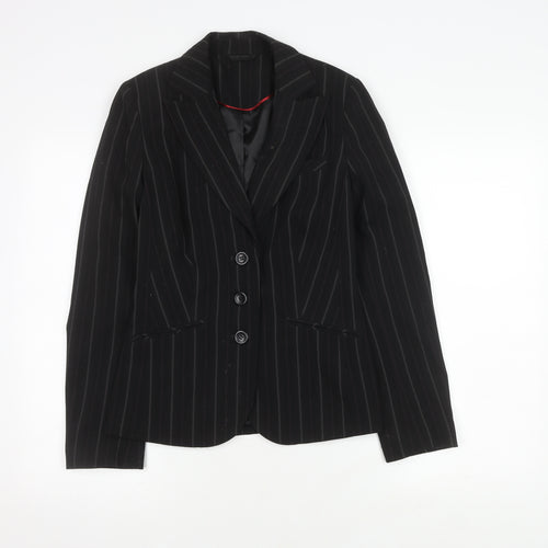 New Look Women's Black Pinstripe Blazer, Size S