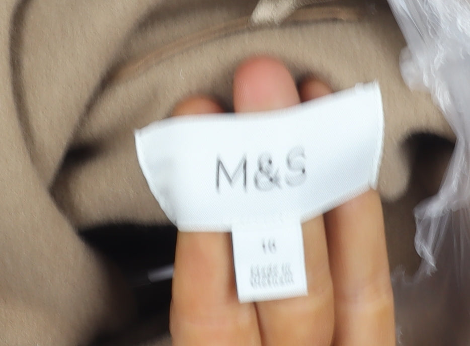 Marks and Spencer Women's Beige Wool Overcoat Size 16